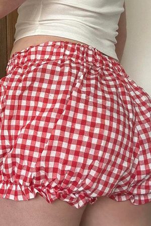 Cute Everyday Outfits, Outfit Inspo Casual Red Gingham Picnic Shorts