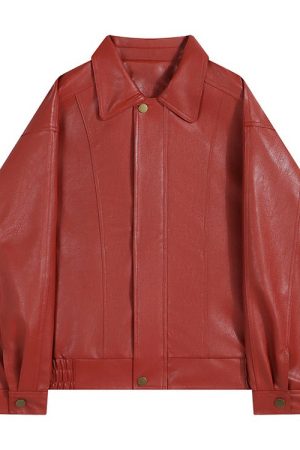 Cute Everyday Outfits, Outfit Inspo Casual Red Grunge Leather Jacket