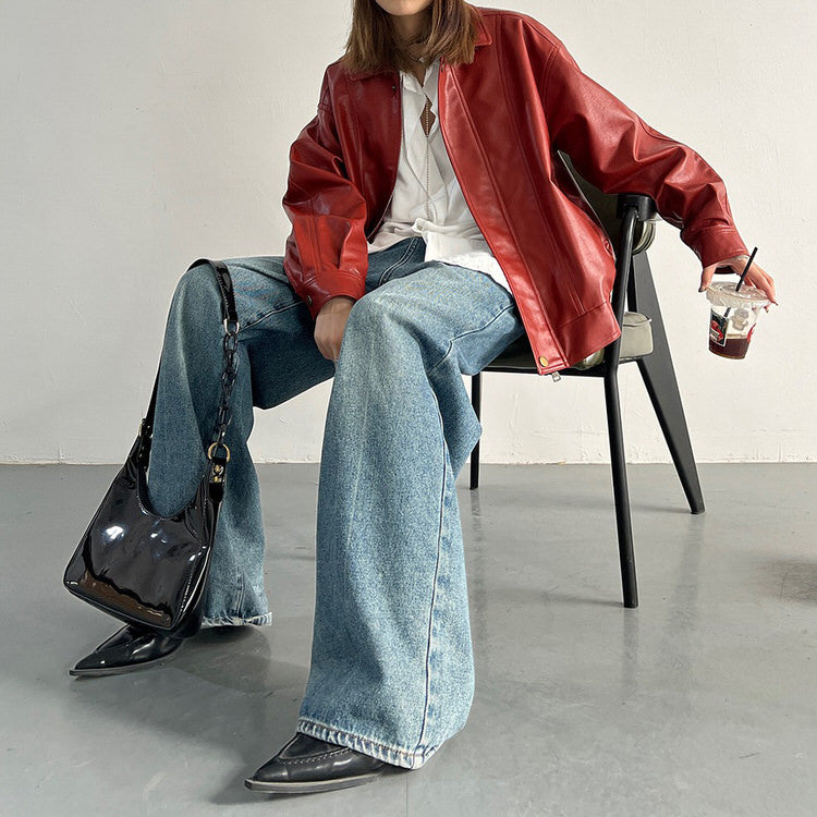 Cute Everyday Outfits, Outfit Inspo Casual Red Grunge Leather Jacket Cute Everyday Outfits, Outfit Inspo Casual Red Grunge Leather Jacket