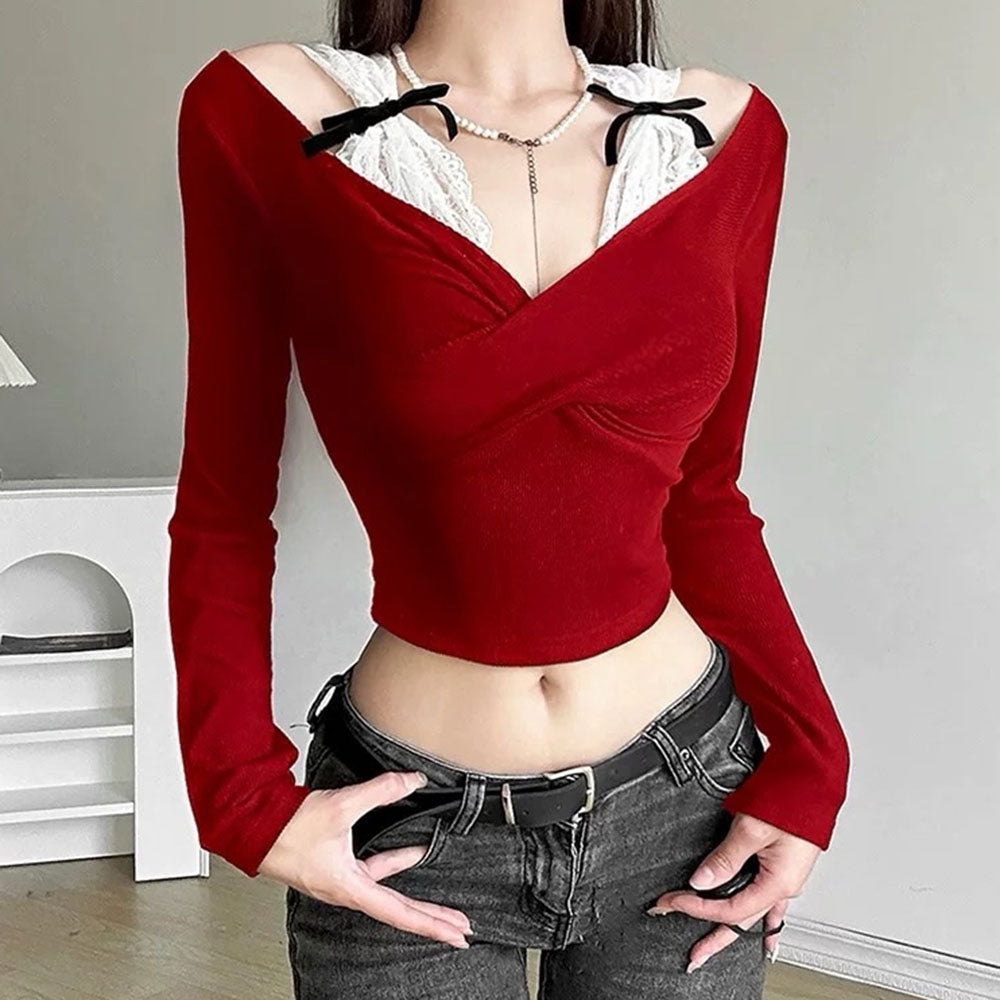 Cute Everyday Outfits, Outfit Inspo Casual Red Off-Shoulder Bow Top Cute Everyday Outfits, Outfit Inspo Casual Red Off-Shoulder Bow Top