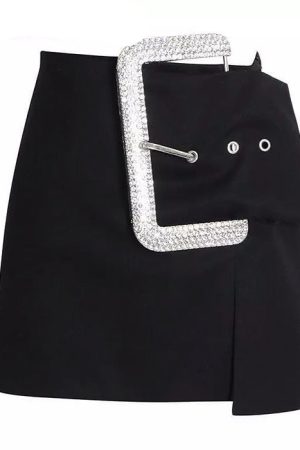 Cute Everyday Outfits, Outfit Inspo Casual Rhinestone Buckle Mini Skirt