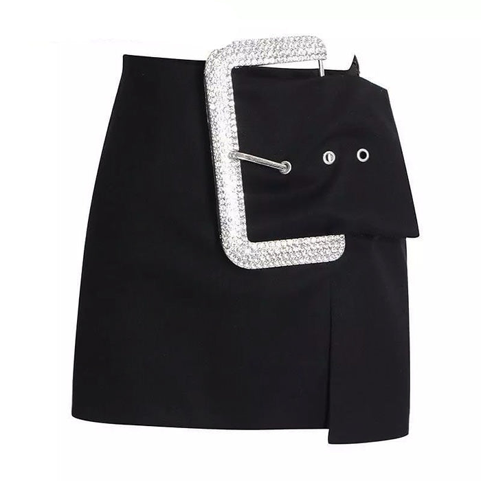 Cute Everyday Outfits, Outfit Inspo Casual Rhinestone Buckle Mini Skirt Cute Everyday Outfits, Outfit Inspo Casual Rhinestone Buckle Mini Skirt