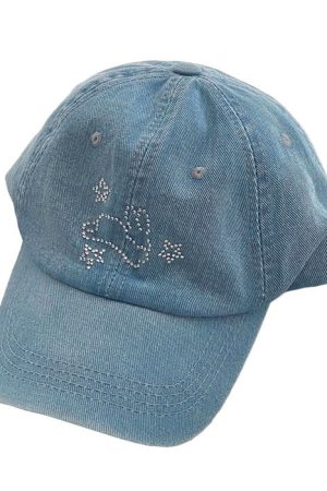 Cute Everyday Outfits, Outfit Inspo Casual Rhinestone Bunny Y2K Denim Cap
