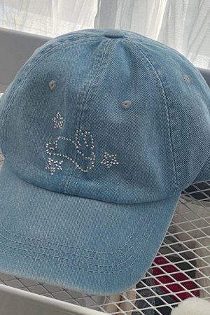 Cute Everyday Outfits, Outfit Inspo Casual Rhinestone Bunny Y2K Denim Cap
