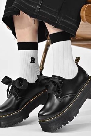 Cute Everyday Outfits, Outfit Inspo Casual Ribbon-Laced Chunky Platform Boots