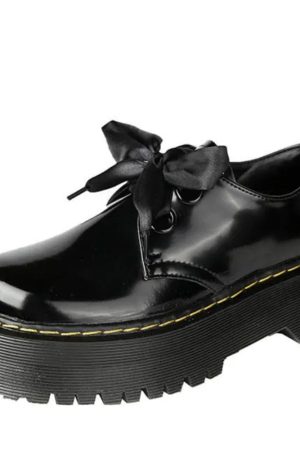 Cute Everyday Outfits, Outfit Inspo Casual Ribbon-Laced Chunky Platform Boots