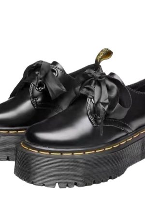 Cute Everyday Outfits, Outfit Inspo Casual Ribbon-Laced Chunky Platform Boots