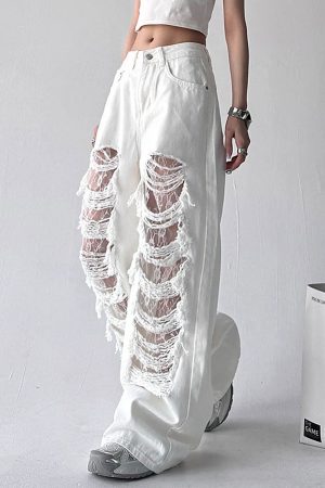 Cute Everyday Outfits, Outfit Inspo Casual Ripped Lace Baggy Jeans