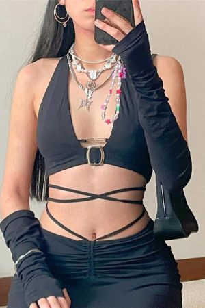 Cute Everyday Outfits, Outfit Inspo Casual Risk Business Top & Arm Gloves Set