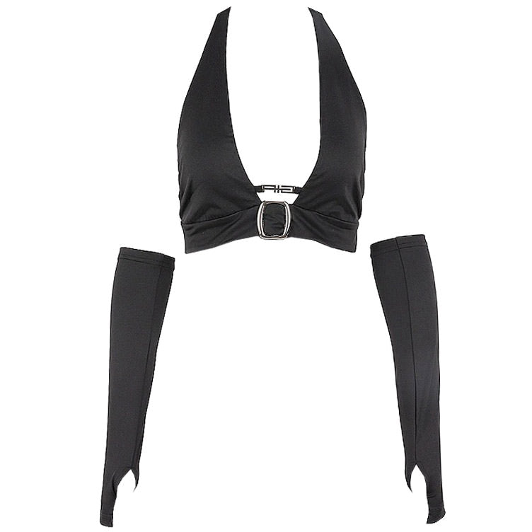 Cute Everyday Outfits, Outfit Inspo Casual Risk Business Top & Arm Gloves Set Cute Everyday Outfits, Outfit Inspo Casual Risk Business Top & Arm Gloves Set