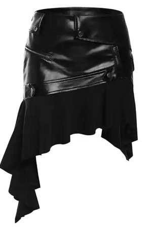 Cute Everyday Outfits, Outfit Inspo Casual Rock The Scene Asymmetric Leather Skirt