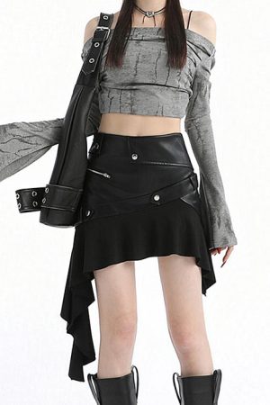 Cute Everyday Outfits, Outfit Inspo Casual Rock The Scene Asymmetric Leather Skirt