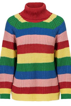 Cute Everyday Outfits, Outfit Inspo Casual Roll Neck Rainbow Jumper