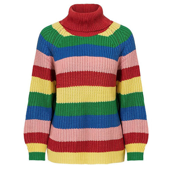 Cute Everyday Outfits, Outfit Inspo Casual Roll Neck Rainbow Jumper