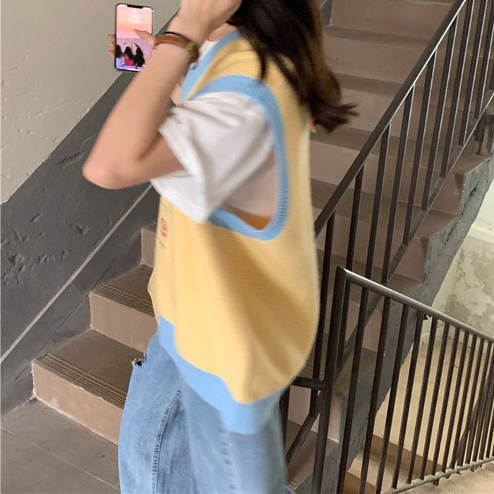 Cute Everyday Outfits, Outfit Inspo Casual Rose Embroidery Knit Vest Cute Everyday Outfits, Outfit Inspo Casual Rose Embroidery Knit Vest