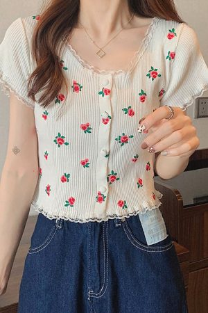 Cute Everyday Outfits, Outfit Inspo Casual Rose Ribbed Button Up Top