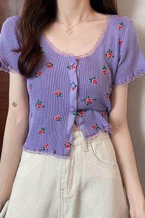 Cute Everyday Outfits, Outfit Inspo Casual Rose Ribbed Button Up Top