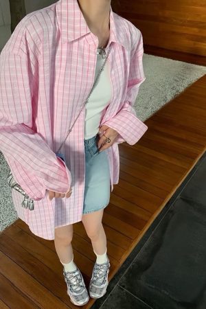 Cute Everyday Outfits, Outfit Inspo Casual Rue des Fleurs Pastel Plaid Loose Shirt