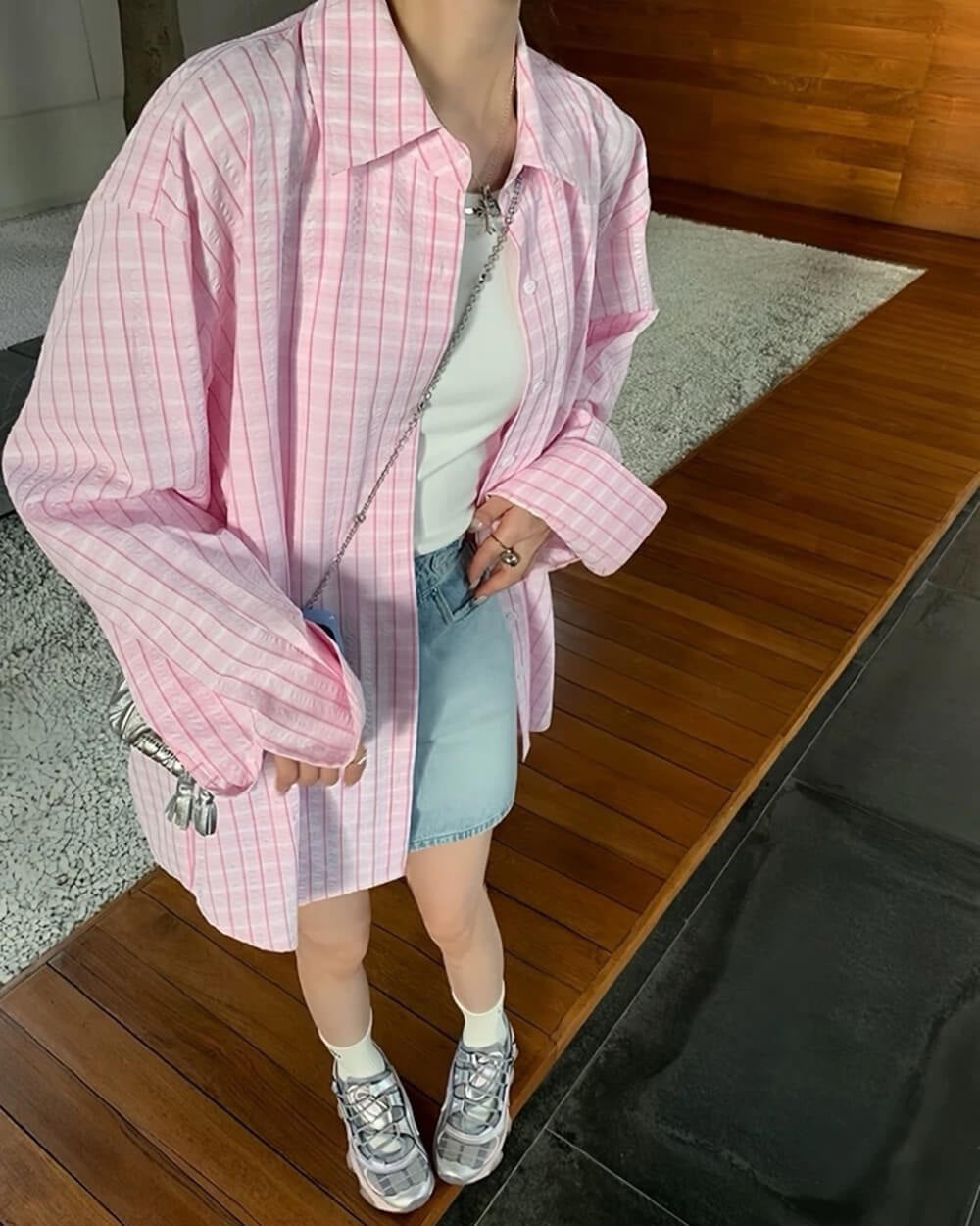 Cute Everyday Outfits, Outfit Inspo Casual Rue des Fleurs Pastel Plaid Loose Shirt Cute Everyday Outfits, Outfit Inspo Casual Rue des Fleurs Pastel Plaid Loose Shirt