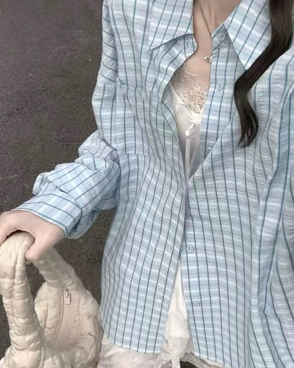 Cute Everyday Outfits, Outfit Inspo Casual Rue des Fleurs Pastel Plaid Loose Shirt Cute Everyday Outfits, Outfit Inspo Casual Rue des Fleurs Pastel Plaid Loose Shirt