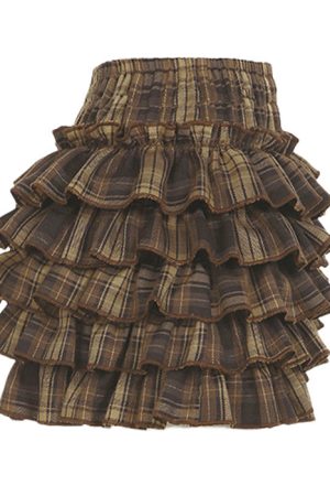 Cute Everyday Outfits, Outfit Inspo Casual Ruffle Tiered Plaid Mini Skirt