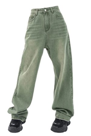 Cute Everyday Outfits, Outfit Inspo Casual Sage Green Baggy Jeans