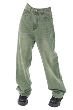 Cute Everyday Outfits, Outfit Inspo Casual Sage Green Baggy Jeans