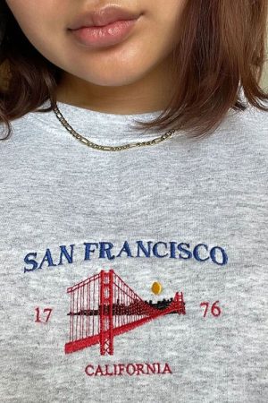 Cute Everyday Outfits, Outfit Inspo Casual San Francisco Embroidery Sweatshirt