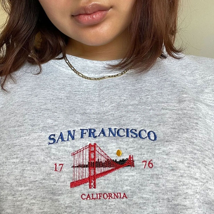 Cute Everyday Outfits, Outfit Inspo Casual San Francisco Embroidery Sweatshirt
