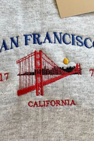 Cute Everyday Outfits, Outfit Inspo Casual San Francisco Embroidery Sweatshirt