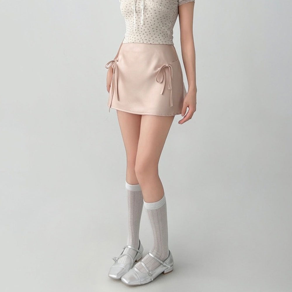 Cute Everyday Outfits, Outfit Inspo Casual Satin Mini Skirt with Bows Cute Everyday Outfits, Outfit Inspo Casual Satin Mini Skirt with Bows