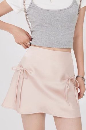 Cute Everyday Outfits, Outfit Inspo Casual Satin Mini Skirt with Bows