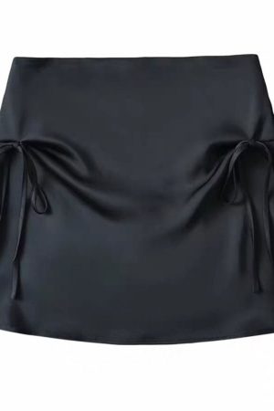 Cute Everyday Outfits, Outfit Inspo Casual Satin Mini Skirt with Bows