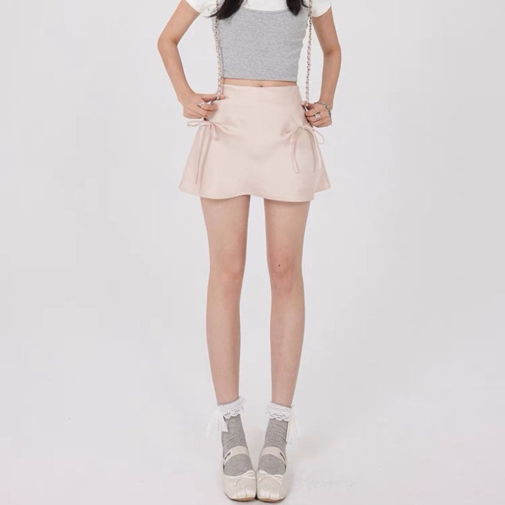 Cute Everyday Outfits, Outfit Inspo Casual Satin Mini Skirt with Bows Cute Everyday Outfits, Outfit Inspo Casual Satin Mini Skirt with Bows
