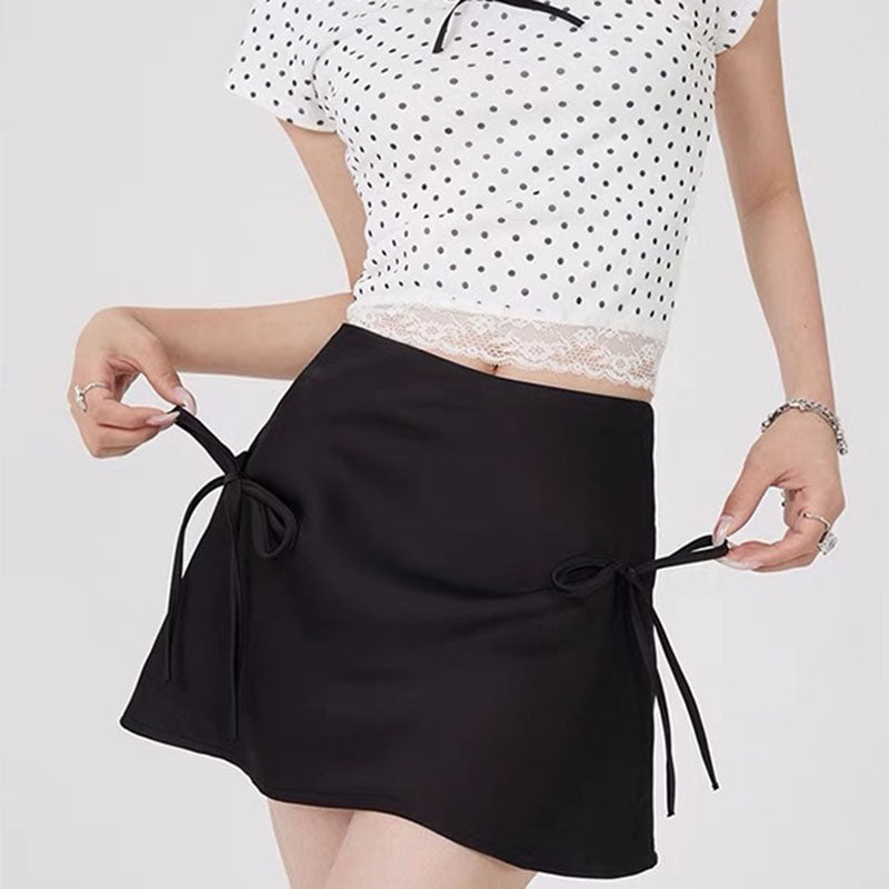 Cute Everyday Outfits, Outfit Inspo Casual Satin Mini Skirt with Bows Cute Everyday Outfits, Outfit Inspo Casual Satin Mini Skirt with Bows