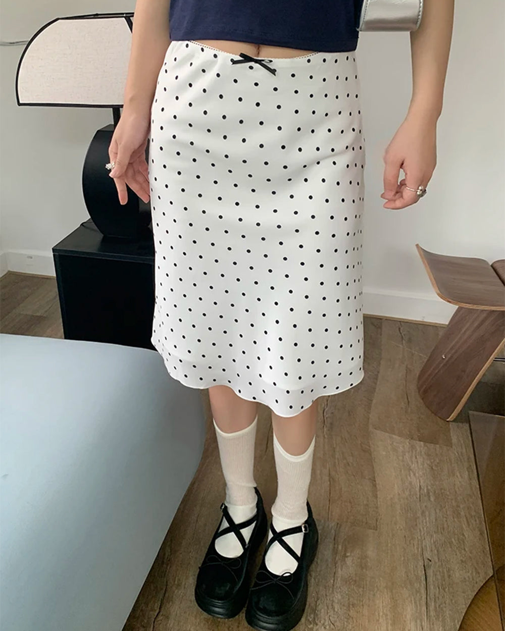 Cute Everyday Outfits, Outfit Inspo Casual Satin Polka Dot Midi Skirt Cute Everyday Outfits, Outfit Inspo Casual Satin Polka Dot Midi Skirt