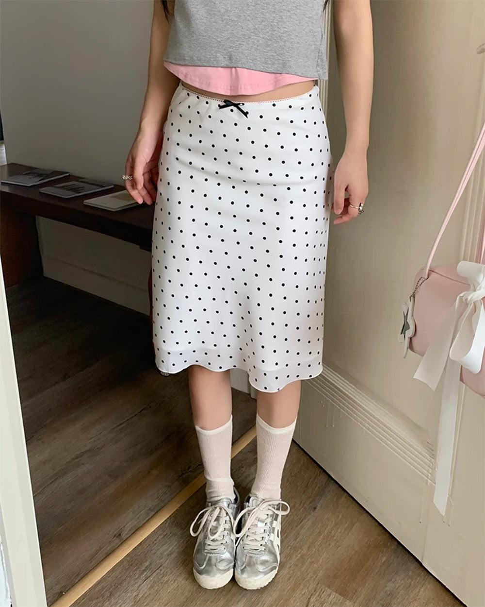 Cute Everyday Outfits, Outfit Inspo Casual Satin Polka Dot Midi Skirt Cute Everyday Outfits, Outfit Inspo Casual Satin Polka Dot Midi Skirt