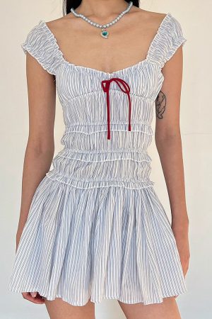 Cute Everyday Outfits, Outfit Inspo Casual Seaside Striped Ruffle Mini Dress