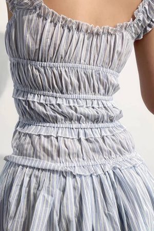 Cute Everyday Outfits, Outfit Inspo Casual Seaside Striped Ruffle Mini Dress
