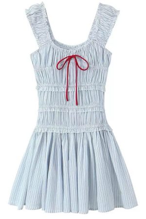 Cute Everyday Outfits, Outfit Inspo Casual Seaside Striped Ruffle Mini Dress