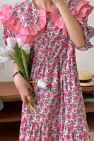 Cute Everyday Outfits, Outfit Inspo Casual Secret Garden Collar Floral Dress