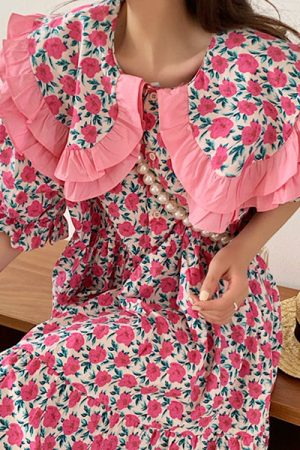 Cute Everyday Outfits, Outfit Inspo Casual Secret Garden Collar Floral Dress