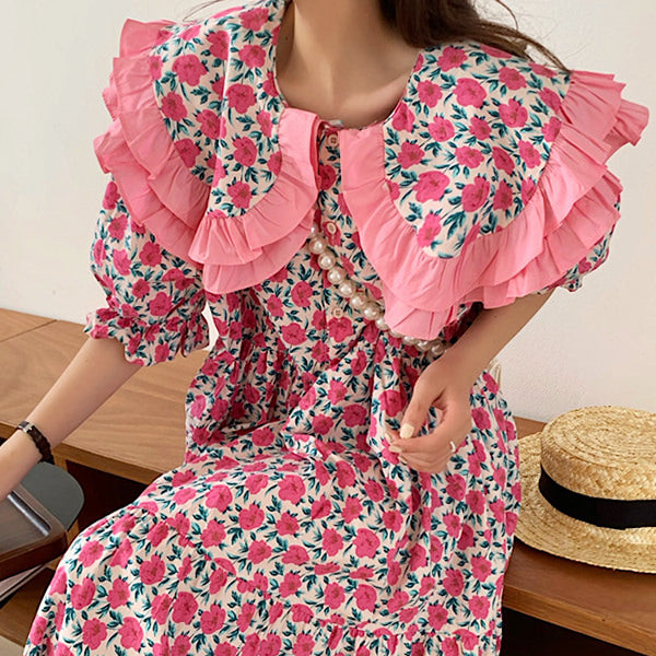 Cute Everyday Outfits, Outfit Inspo Casual Secret Garden Collar Floral Dress