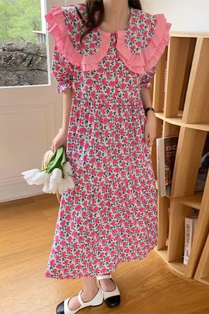 Cute Everyday Outfits, Outfit Inspo Casual Secret Garden Collar Floral Dress