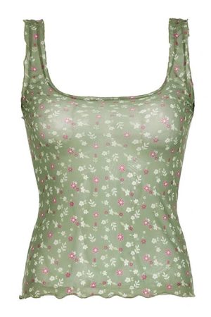 Cute Everyday Outfits, Outfit Inspo Casual Secret Garden Mesh Tank Top
