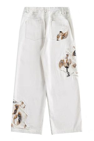 Cute Everyday Outfits, Outfit Inspo Casual Self Made Lace Detail Baggy Jeans