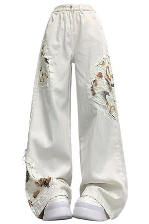 Cute Everyday Outfits, Outfit Inspo Casual Self Made Lace Detail Baggy Jeans