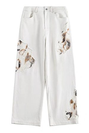 Cute Everyday Outfits, Outfit Inspo Casual Self Made Lace Detail Baggy Jeans