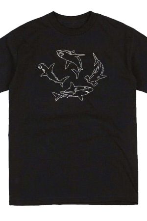 Cute Everyday Outfits, Outfit Inspo Casual Shark Embroidered T-Shirt