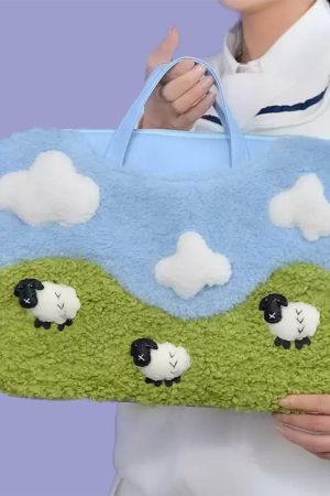 Cute Everyday Outfits, Outfit Inspo Casual Sheep Embroidery Aesthetic Handbag
